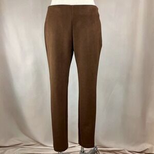 CHAPS Vegan Suede (L) Womens Pants Brown Boho Western Chic Faux Fall‎ Office